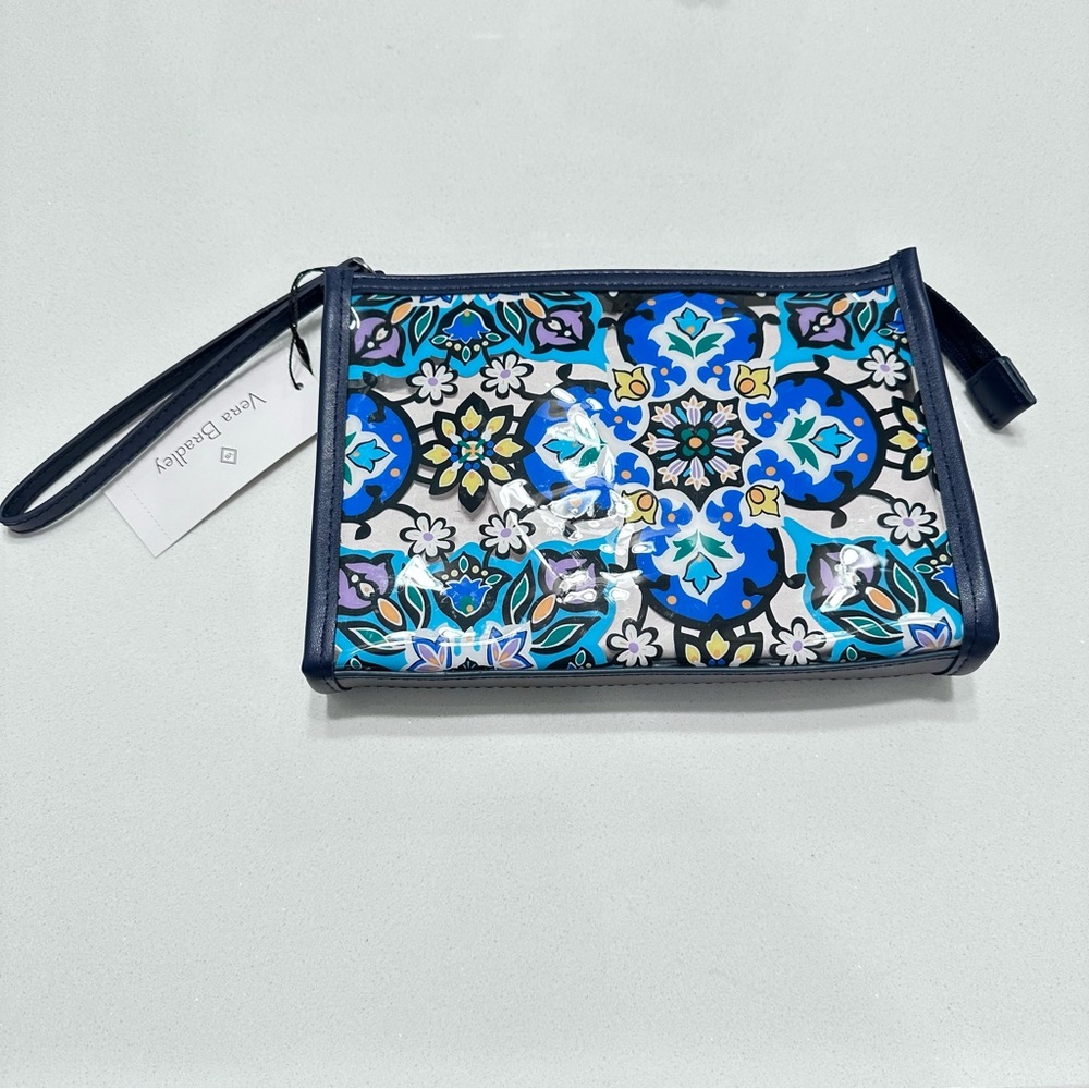 Vera Bradley Libson Medallion Cool Clear Beach Wristlet‎ Cosmetic Bag NWT